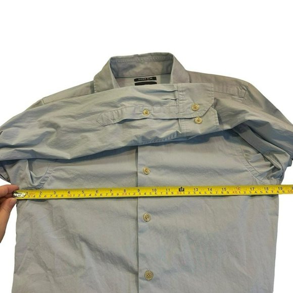 G Raw Light Blue‎ Super Slim Button Up Shirt Mens M - Picture 4 of 5